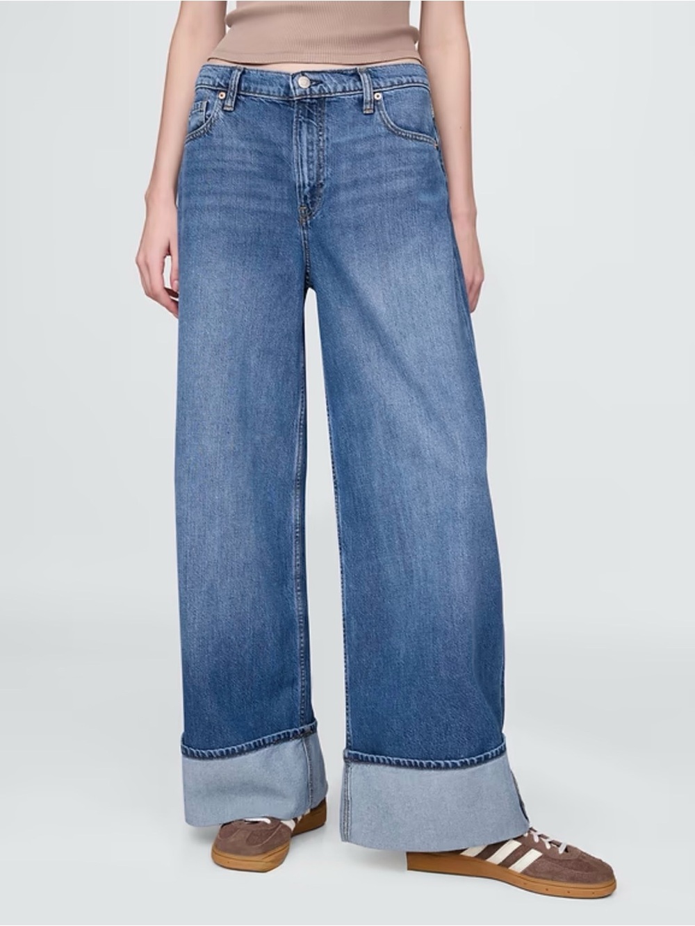 Gap Women’s Mid Rise UltraSoft Cuffed Baggy Jeans Size 27